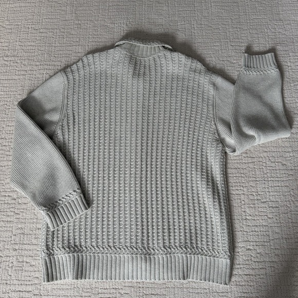 Tommy Bahama Cotton- Heavy Cable Knit Sweater Cream White Women's Sz L Full Zip - Picture 9 of 13